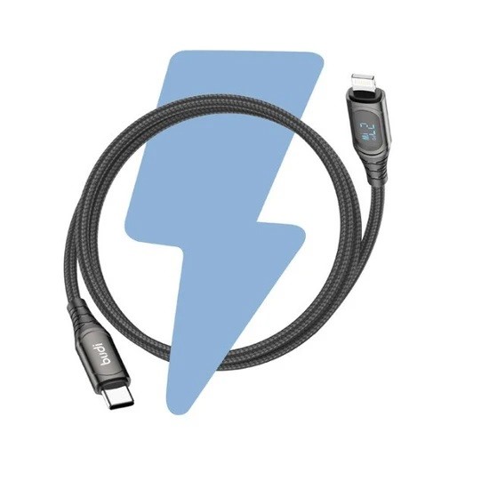 کابل شارژ کنفی USB-C به لایتنینگ بودی مدل Budi DC229TL15B طول 1.5 متر