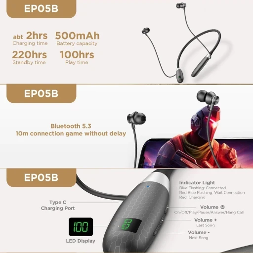 هندزفری گردنی بودی مدل Budi EP05B