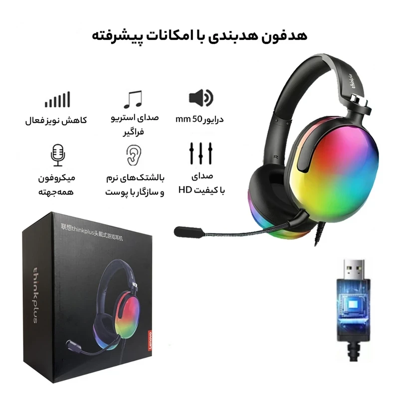 هدست با سیم لنوو مدل ThinkPlus G86B USB
