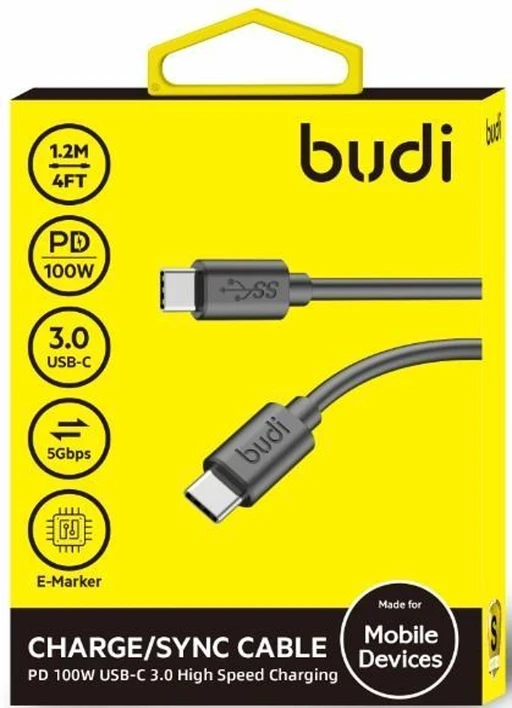 کابل تبدیل USB-C به ‌USB-C بودی مدل Budi DC536TT12B طول 1.2 متر