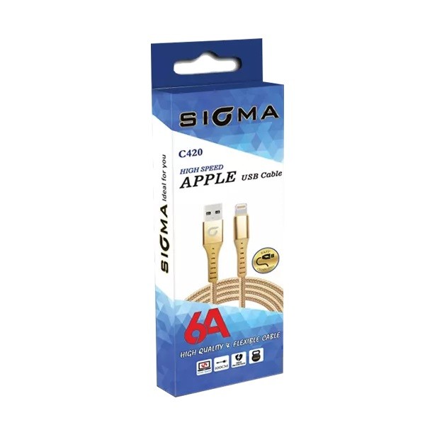 کابل شارژ و دیتا آیفون سیگما مدل C420 با طول 1 متر