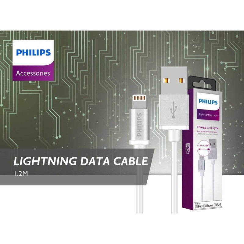کابل تبدیل USB به لایتنینگ فیلیپس DLC2508M طول 1.2متر