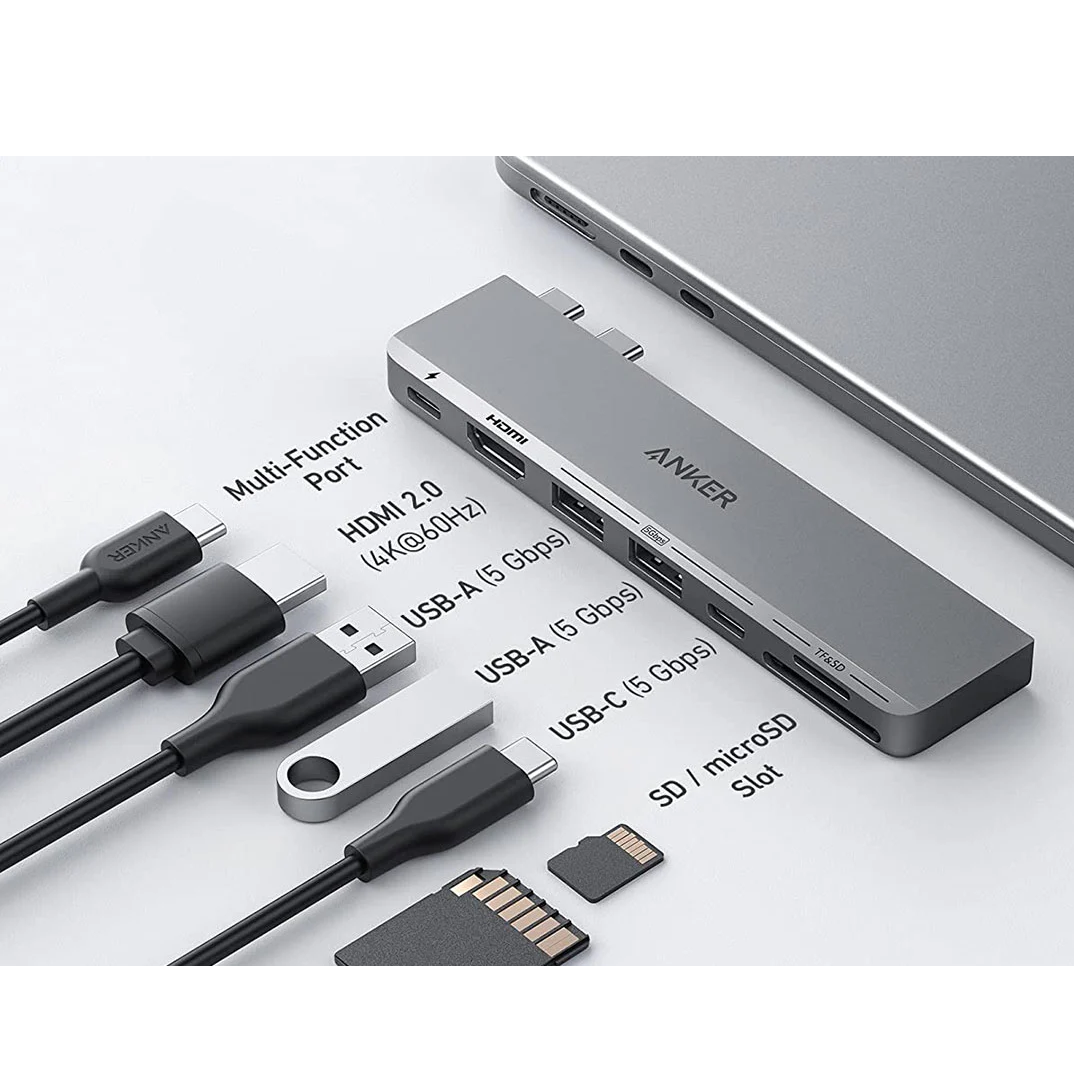 هاب 7 پورت انکر Anker 547 USB-C Hub 7-in-2 for MacBook A8354HA1