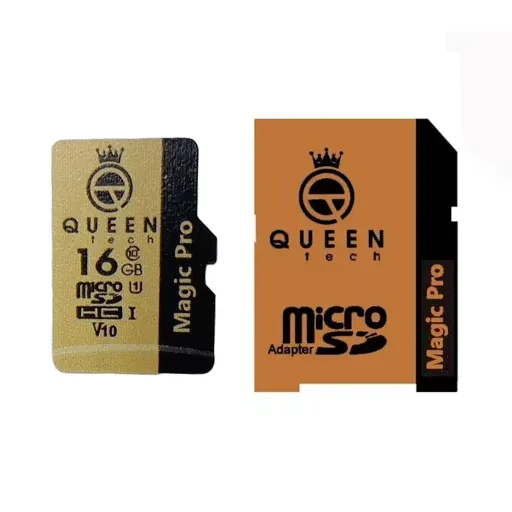 کارت حافظه میکرو اس دی کویین تک مدل QueenTech MicroSD HC CL10 U1 633X Magic Pro UHS-I V10 ظرفیت 16 گیگابایت به همراه آداپتور