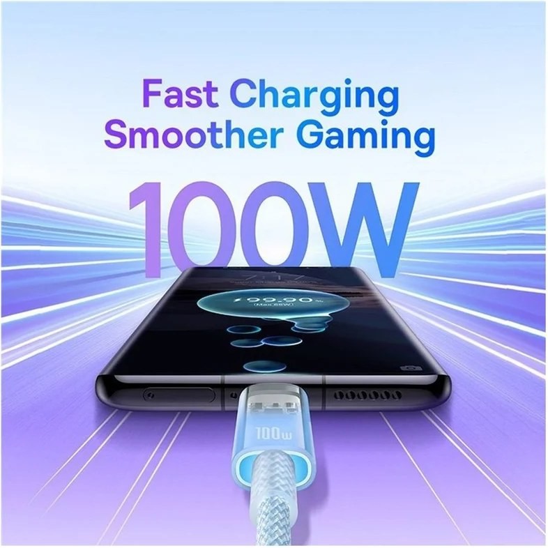 کابل تبدیل Type C به Type C باسئوس مدل Explorer Fast Charging with Smart Temperature Control با توان 100وات به طول 2 متر