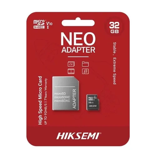 کارت حافظه میکرو اس دی هایک سمی مدل Hiksemi TF C1 NEO MicroSD HC CL10 V10 به همراه آداپتور ظرفیت 32 گیگابایت