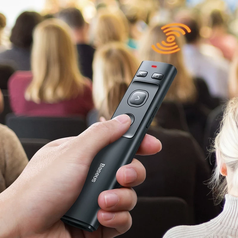 پرزنتر و پویینتر باسئوس بدون باتری مدل Baseus Orange Dot Wireless Presenter (Red Laser)