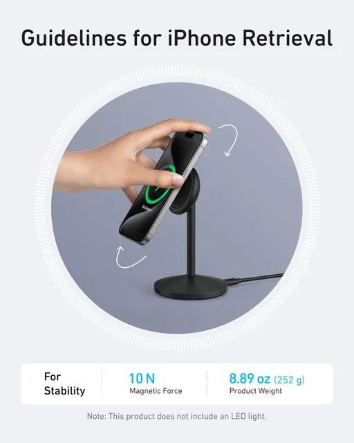 شارژر بی سیم 15 وات انکر مدل MagGo Wireless Charger Stand Qi2 A25X1 به همراه کابل USB-C