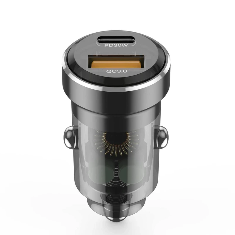 شارژر فندکی بودی مدل Budi CC633B با خروجی USB و USB-C و توان 30 وات