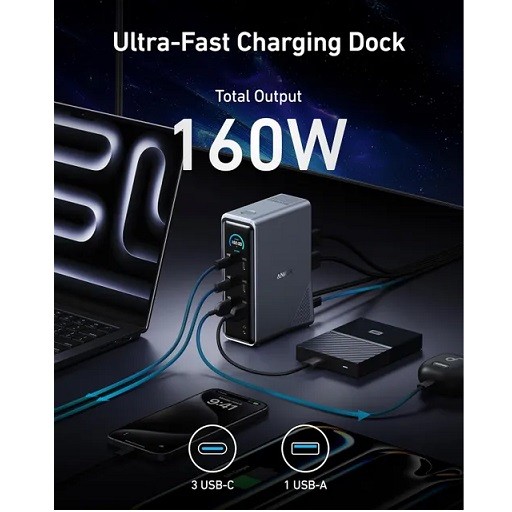 هاب شارژ ۱۴ پورت انکر 160 وات مدل Anker Prime Docking Station 14-Port A83B6