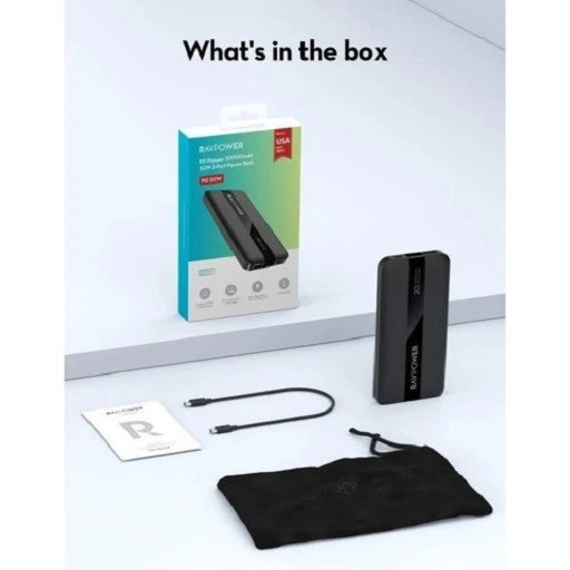 پاوربانک راوپاور  مدل Ravpower RP-PB1236 ظرفیت 10000 میلی‌آمپر ساعت و توان 20 وات