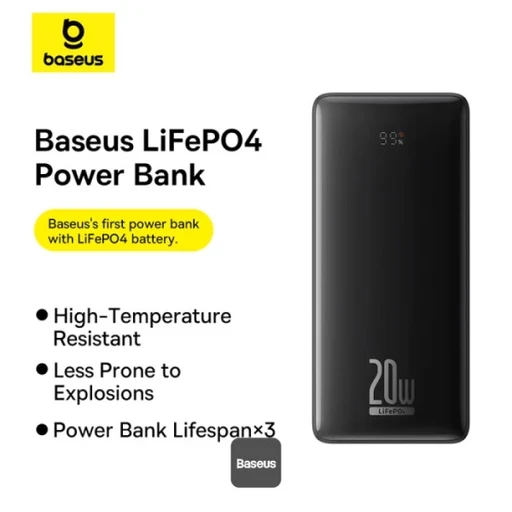 پاوربانک باسئوس مدل Baseus LiFePO4 Digital Display Power Bank 18400mAh 20W ظرفیت 18400 میلی آمپرساعت توان 20 وات