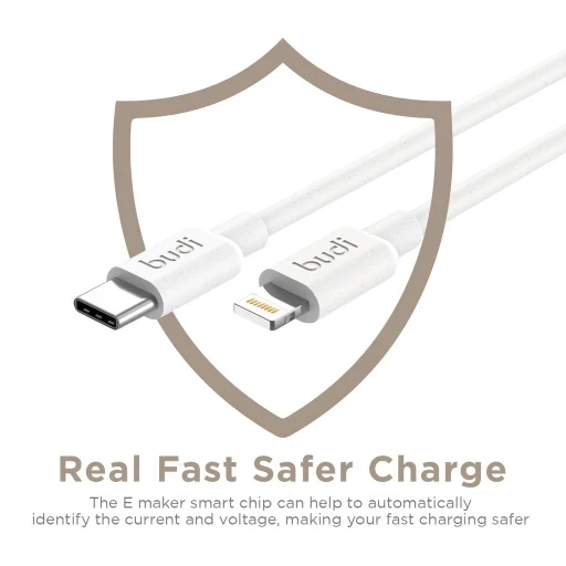 کابل تبدیل USB-C به لایتنینگ بودی مدل Budi DC230DTL12W طول 1.2 متر