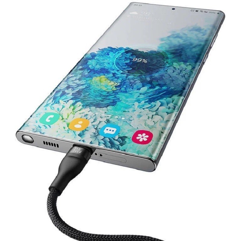 کابل 2 در 1 باسئوس Usb C - Usb C مدل Baseus Flash Series Ⅱ One-for-Two Fast Charging Cable Type-C to C+C توان 100 وات و طول 1.5 متر