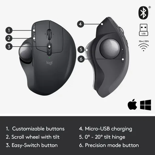 ماوس بی سیم لاجیتک مدل MX Ergo Trackball