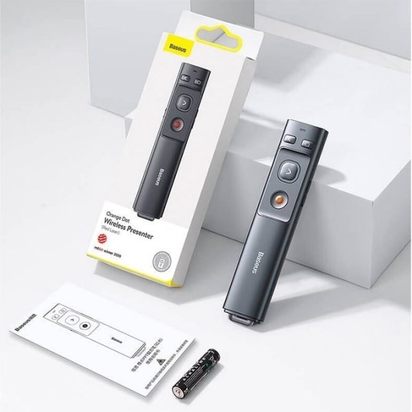 پرزنتر و پویینتر باسئوس باتری خور مدل Baseus Orange Dot Wireless Presenter (Red Laser)