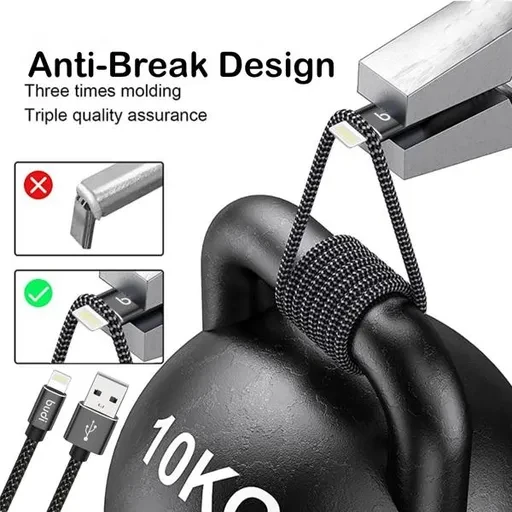 کابل شارژ کنفی USB به لایتنینگ بودی مدل Budi DC206L20B طول 2 متر