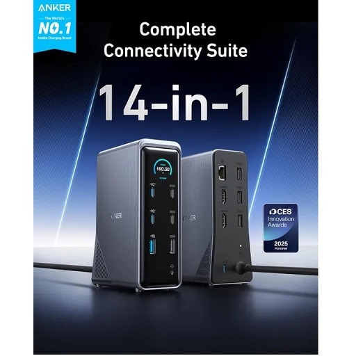 هاب شارژ ۱۴ پورت انکر 160 وات مدل Anker Prime Docking Station 14-Port A83B6