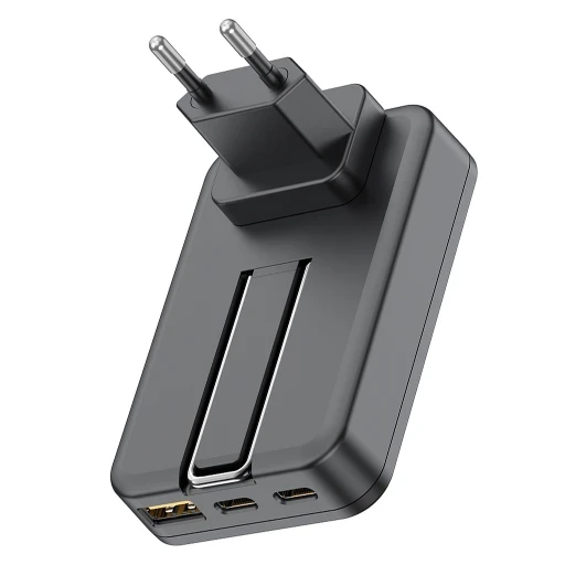 شارژر 30 وات بودی مدل Budi AC336WSB با 2 خروجی USB-C، یک خروجی USB و شارژر بی سیم