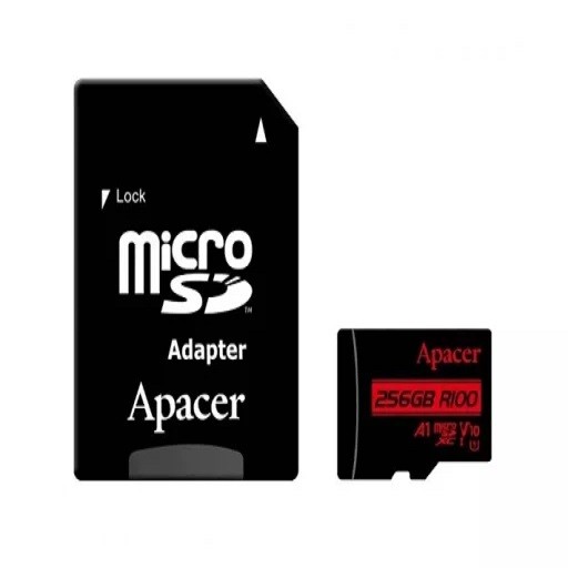 کارت حافظه میکرو اس دی اپیسر مدل MicroSD XC CL10 U1 UHS l V10 A1 W/1 R100 به همراه آداپتور ظرفیت 256 گیگابایت