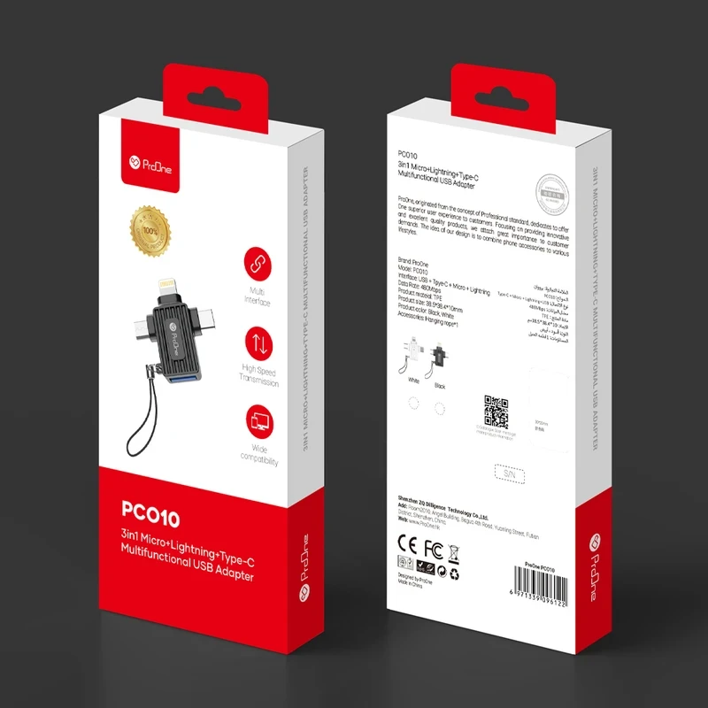مبدل USB-C / Lightning / micro USB به USB-C پرووان مدل PCO10
