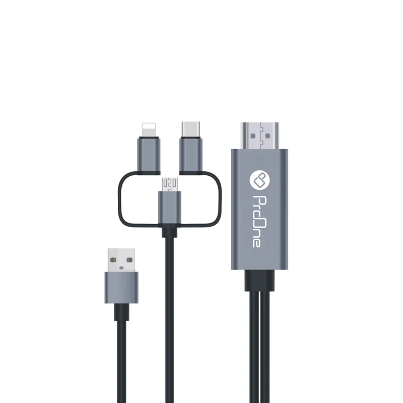 کابل تبدیل HDMI به USB-C/microUSB/ لایتنینگ پرووان مدل ProOne PCH70 طول 1.8متر