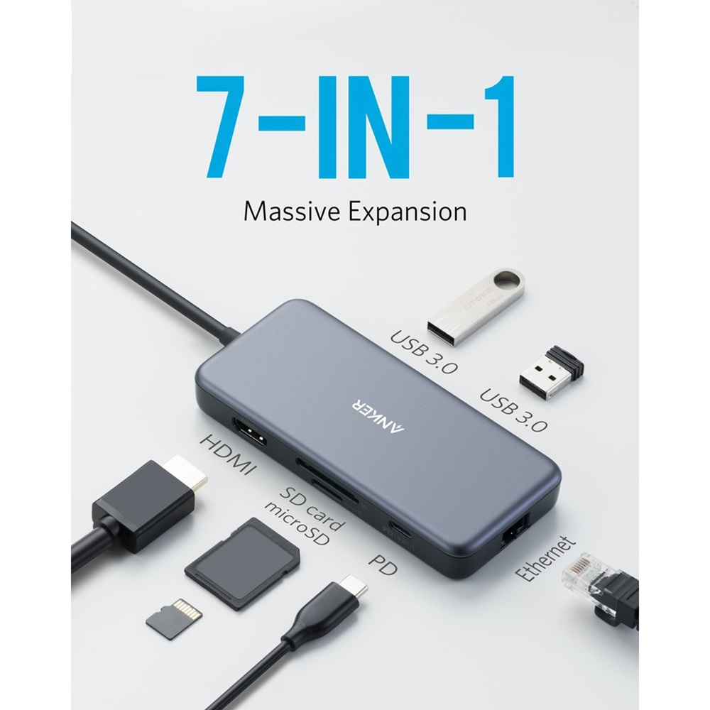 هاب ۷ پورت انکر Anker Premium A8352 با کابل USB-C