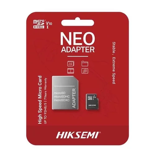 کارت حافظه میکرو اس دی هایک سمی مدل Hiksemi TF C1 NEO MicroSD HC CL10 V10 به همراه آداپتور ظرفیت 64 گیگابایت