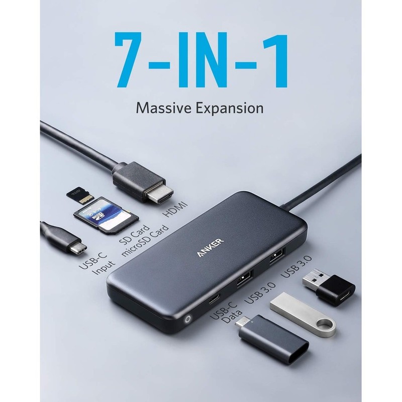 هاب 7 پورت انکر Anker USB C Hub 341 (7-in-1) 100W A83460A2