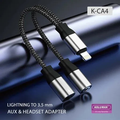 کابل تبدیل لایتنینگ به AUX و لایتنینگ مادگی کلومن مدل Koluman K-CA4