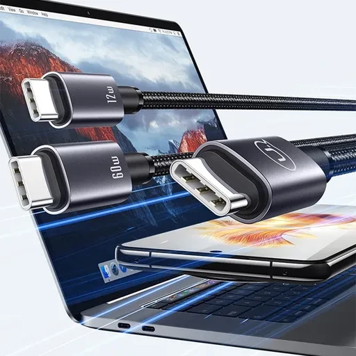 کابل شارژ USB-C به USB-C یوسمز مدل Usams Sufeng Series SJ740 2in1 طول 1.2 متر 2 در یک توان 72 وات