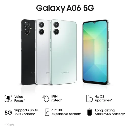 گوشی موبايل سامسونگ Galaxy A06 5G دو سیم کارت ظرفیت 128 گیگابایت رم 6 گیگابایت