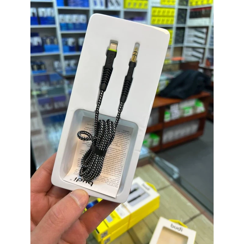 کابل تبدیل AUX به لایتنینگ بودی مدل Budi DC150LXA12B طول 1.2 متر