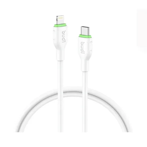 کابل فست شارژ USB-C به لایتنینگ بودی مدل Budi DC261TL12W توان 27 وات طول 1.2 متر