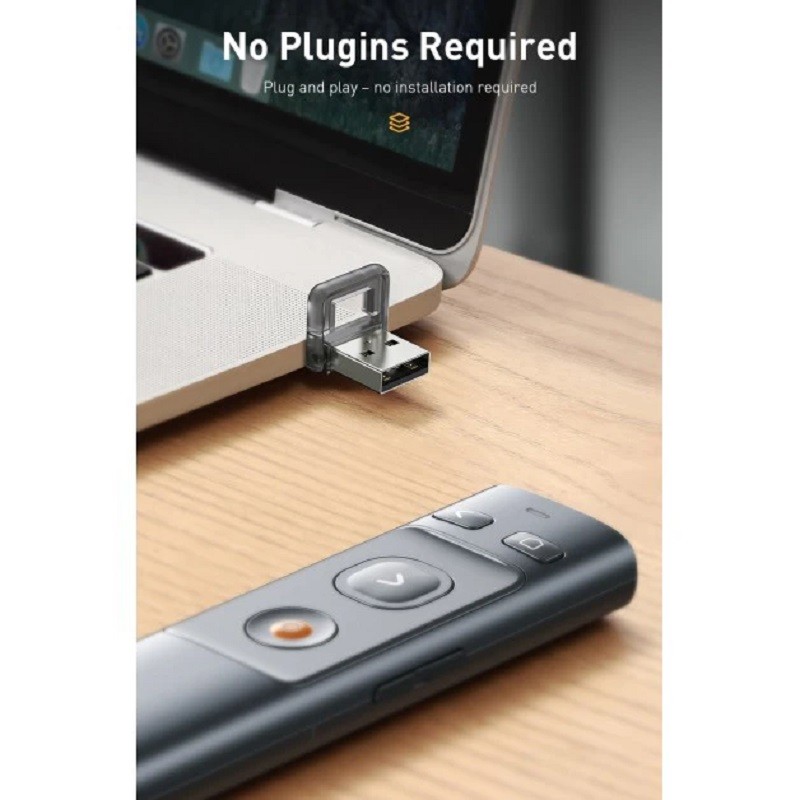 پرزنتر و پویینتر باسئوس بدون باتری مدل Baseus Orange Dot Wireless Presenter (Red Laser)