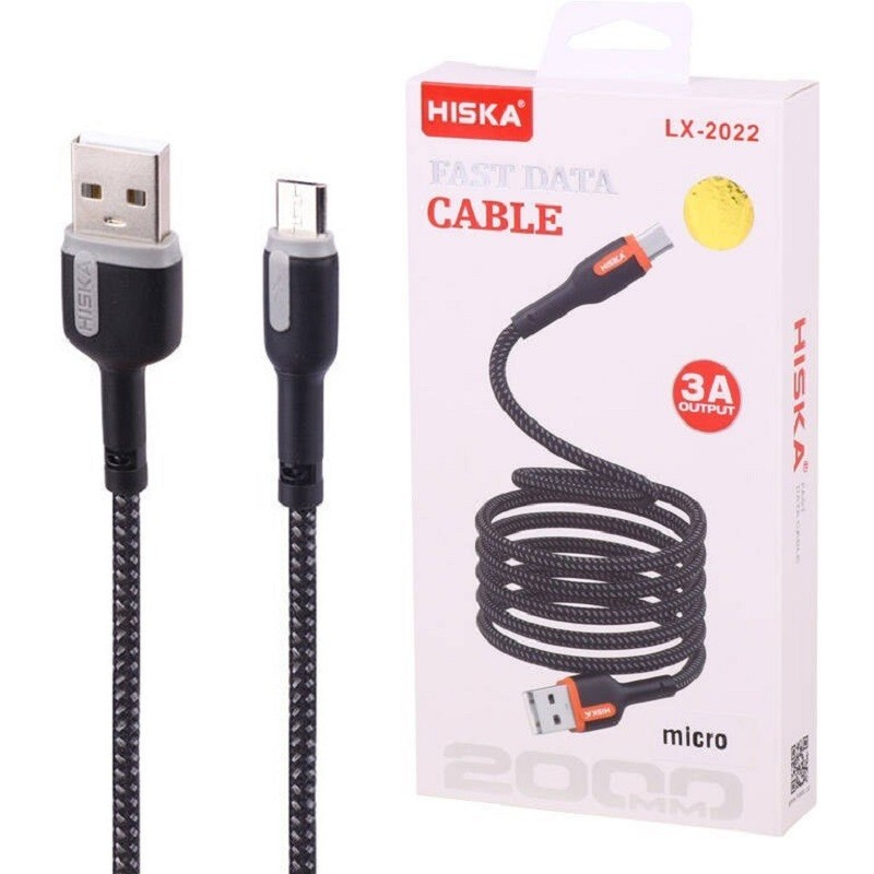 کابل شارژ USB به Micro Usb هیسکا مدل Hiska LX2022 با طول 2 متر