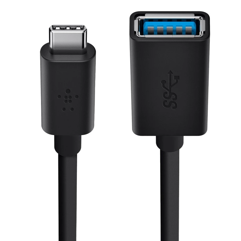 مبدل USB-C به USB-A  بلکین مدل F2CU036btBLK  طول 15 سانتی متر