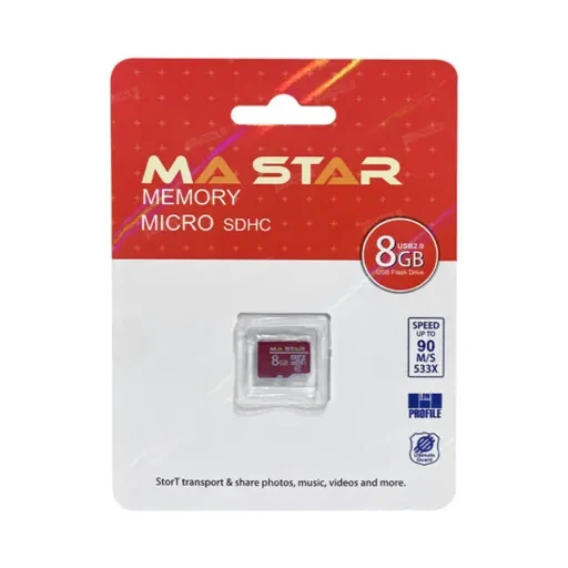 کارت حافظه میکرو اس دی ام ای استار مدل Ma Star MicroSDHC CL10 533X ظرفیت 8 گیگابایت