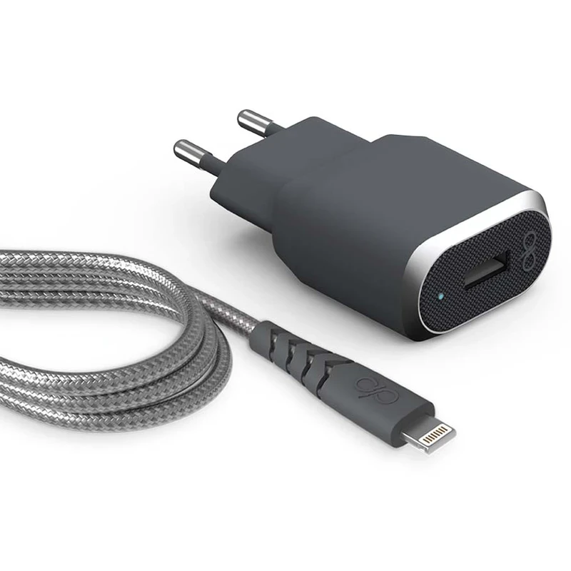 شارژر دیواری 12 وات فورس مدل FPCSMFIN1.2MG به همراه کابل تبدیل USB-A به لایتنینگ