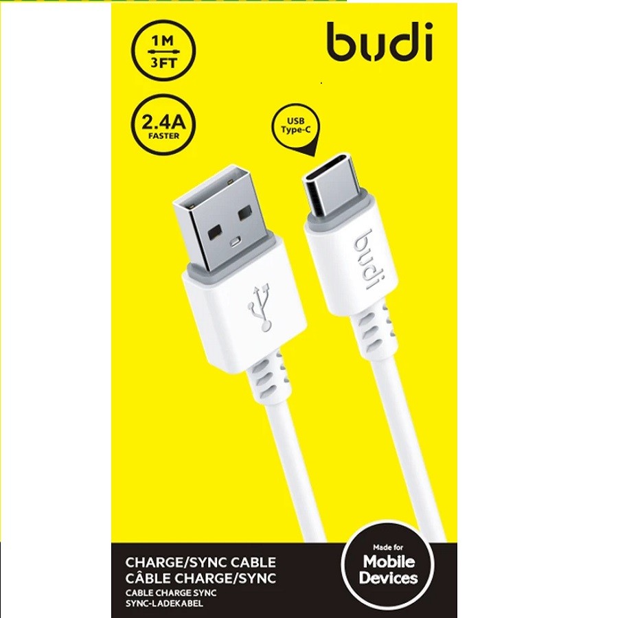 کابل شارژ USB به ‌USB-C بودی مدل Budi DC011T10W طول 1 متر