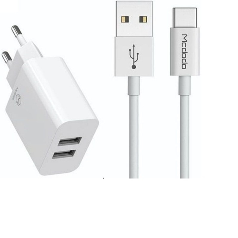 شارژر دیواری دو پورت مک دودو مدل CH-6721 به همراه کابل  Type-C