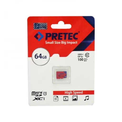 کارت حافظه میکرو اس دی پرتک مدل MicroSD XC UHS I CL10 633X ظرفیت 64 گیگابایت