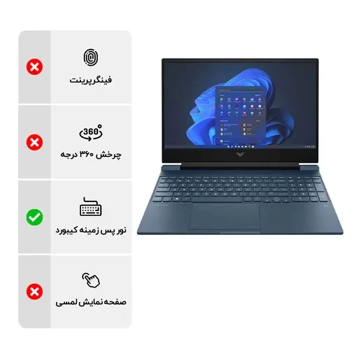 لپ تاپ 15.6 اینچی اچ پی مدل Victus Gaming 15 FB3120AX R7 7445HS 16GB DDR5 512GB SSD 6GB RTX 3050 IPS Win