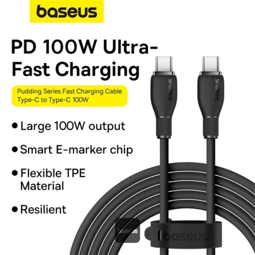 کابل شارژ Type-C به Type-C باسئوس مدل Baseus Pudding Series Fast Charging Cable 100W طول 2 متر