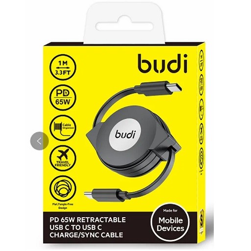 کابل جمع شونده ‌USB-C به USB-C بودی مدل Budi DC233TT10B طول 1 متر