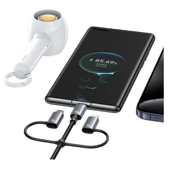 کابل تبدیل USB / USB-C به USB-C / microUSB / لایتنینگ یوسمز مدل Usams Sufeng Series SJ737 6in1 طول 1.2 متر توان 240 وات