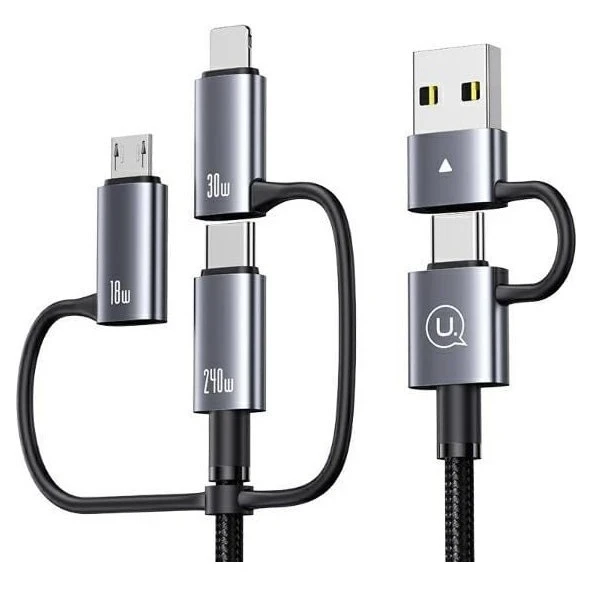 کابل تبدیل USB / USB-C به USB-C / microUSB / لایتنینگ یوسمز مدل Usams Sufeng Series SJ737 6in1 طول 1.2 متر توان 240 وات