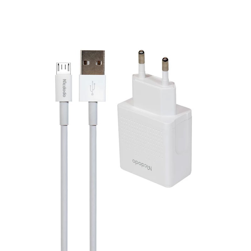 شارژر دیواری دو پورت مک دودو CH-3971 12W به همراه کابل تبدیل USB به میکرو