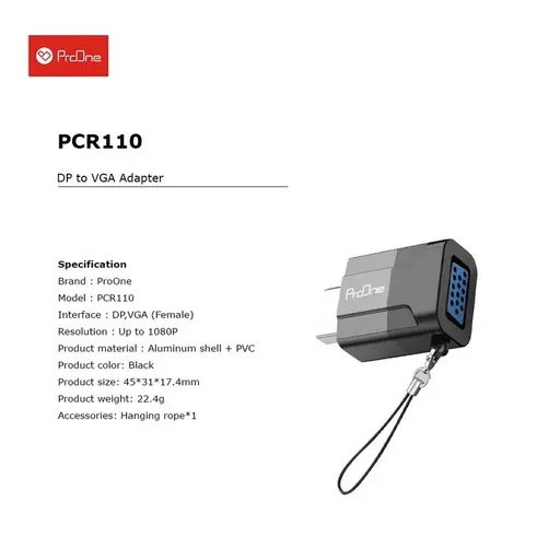 مبدل Display Port به VGA پرووان مدل ProOne PCR110
