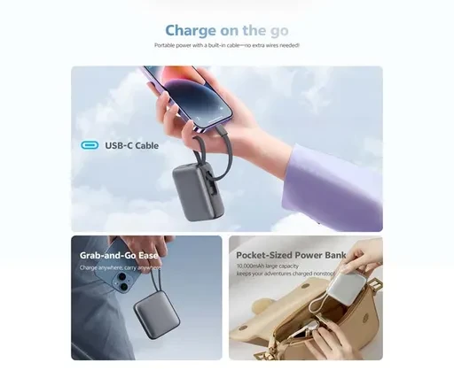 پاوربانک کیو سی وای 35 وات مدل  QCY PB10C ظرفیت 10000 میلی آمپر